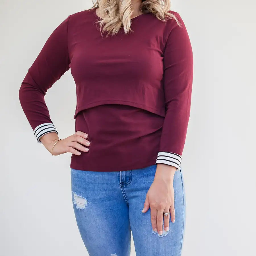 Milkbar Ava Long Sleeve Crop Tee | Mulberry - Babyonline