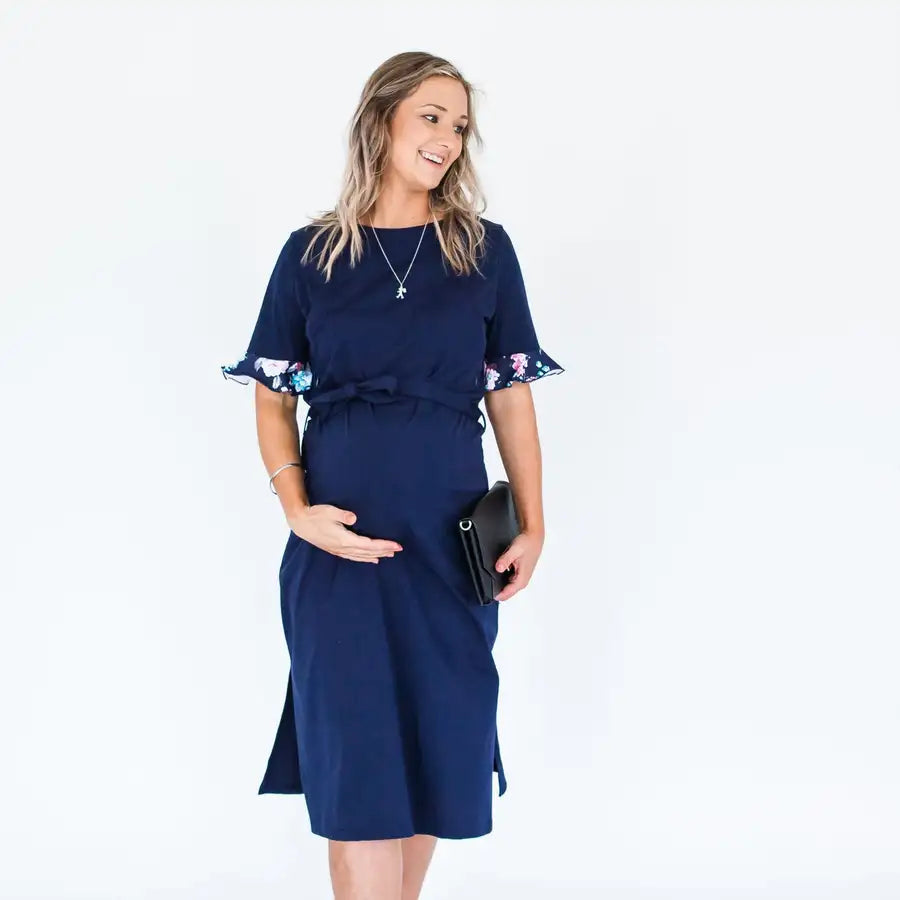 Milkbar Breastfeeding Zaria Dress | Navy Floral - Babyonline