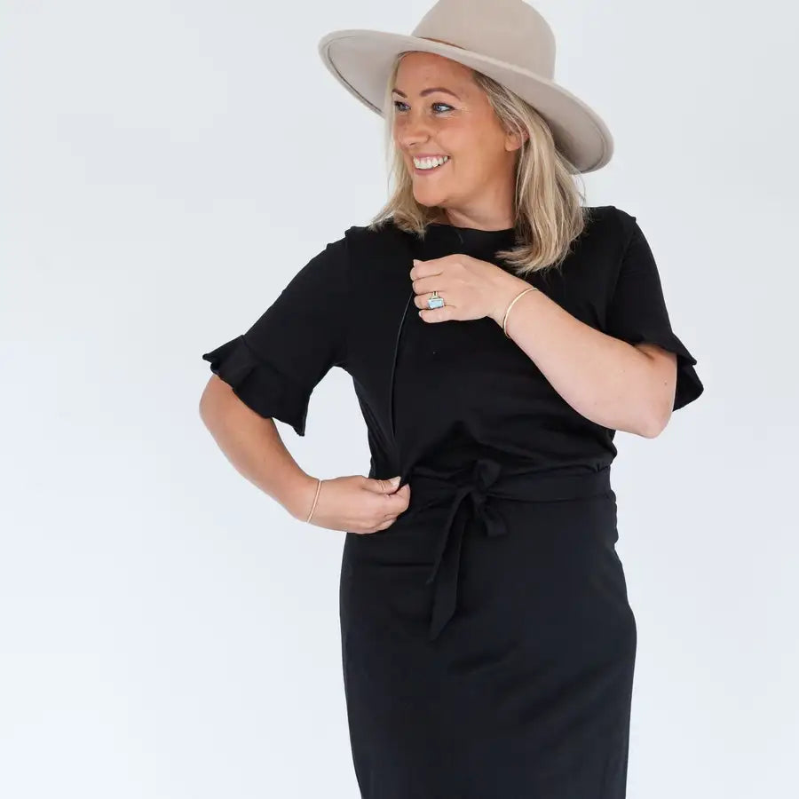 Milkbar Breastfeeding Zaria Dress | Black - Babyonline