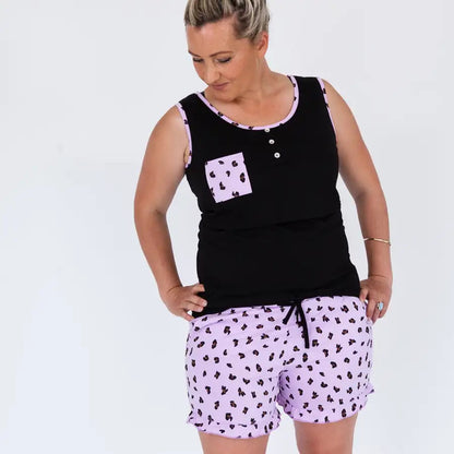 Milkbar Breastfeeding Pyjamas | Lilac Leopard - Babyonline