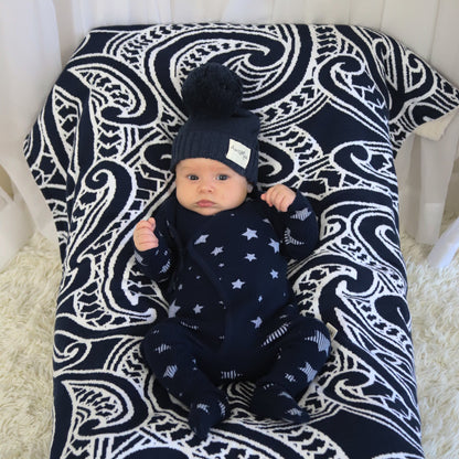 Basics ribbed knit onesie- Midnight Stars