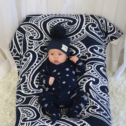 Basics ribbed knit onesie- Midnight Stars
