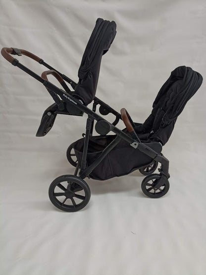 Double Pram – Luxe Twin Stroller with Car Seat and Rotating ISOFIX Base