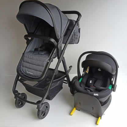 Baby Brightness Palms 2+ dark grey baby stroller with baby capsule and ISOFIX base