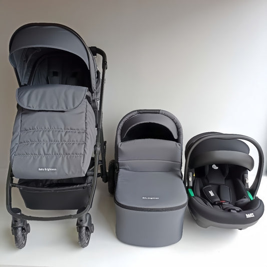 Baby Brightness Palms 2+ baby stroller with carrycot and capsule dark grey