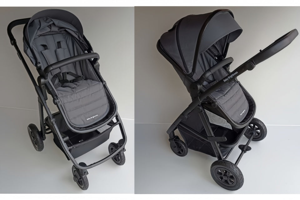 Newborn Pram – Palms 2+ Stroller with Carrycot, Car Seat and ISOFIX Base (Black)