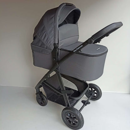 Newborn Pram – Palms 2+ Stroller with Carrycot, Car Seat and Rotating ISOFIX Base (Black)