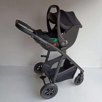 Newborn Pram – Palms 2+ Stroller with Carrycot, Car Seat and Rotating ISOFIX Base (Black)