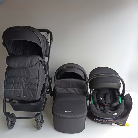 Baby Brightness Palms 2+ baby stroller with carrycot, capsule and Rotation ISOFIX base Black