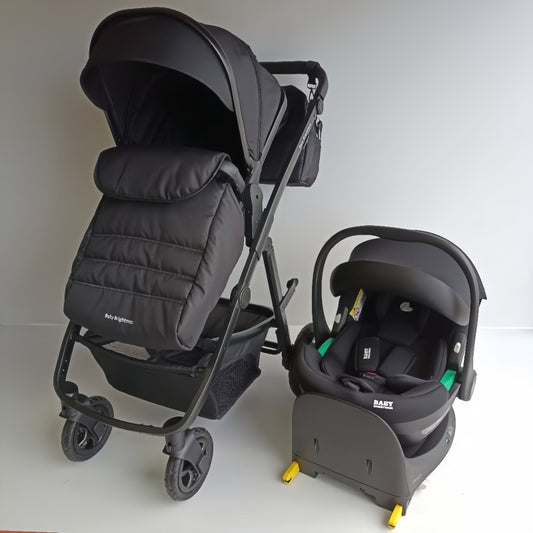 Baby Brightness Palms 2+ baby stroller with baby capsule and ISOFIX base Black