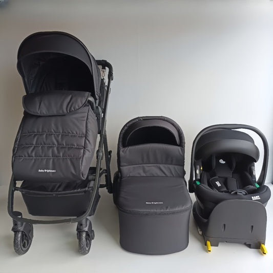 Baby Brightness Palms 2+ baby stroller with carrycot, capsule and ISOFIX base Black