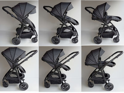 Newborn Pram – Palms 2+ Stroller with Carrycot, Car Seat and ISOFIX Base (Grey)