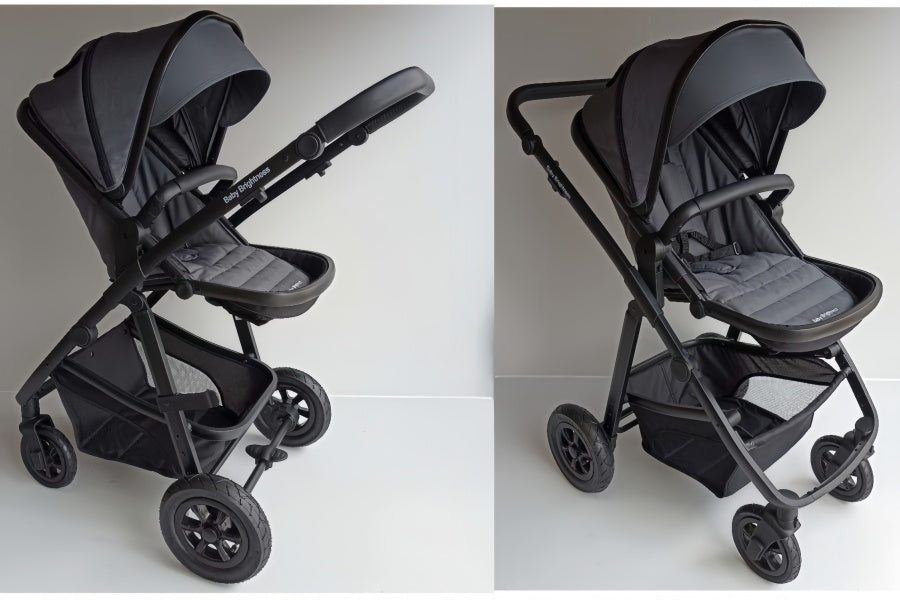 Newborn Pram – Palms 2+ Stroller with Carrycot and Car Seat (Black)