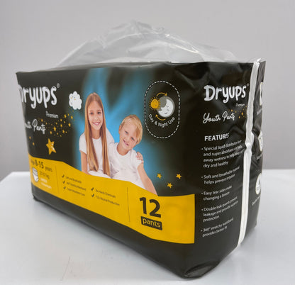 Dryups Premium Youth Disposable Pants Unisex (8-15Years 27-57Kg ) Pack of 12 Pants