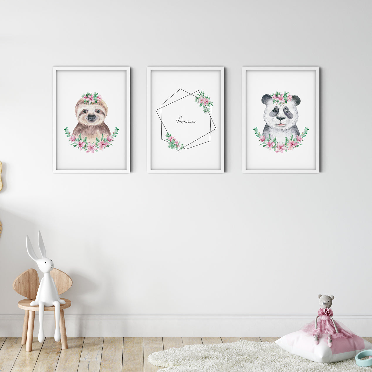 Wall Print |  Panda - Floral