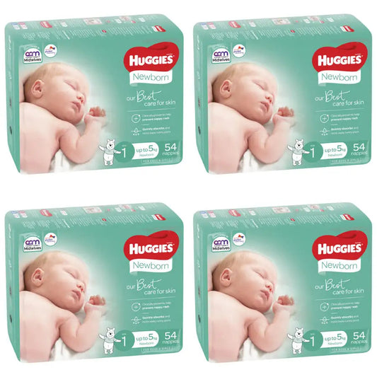 Huggies Newborn VALUE BOX (Up To 5kg) UNISEX 216 Nappies - Babyonline