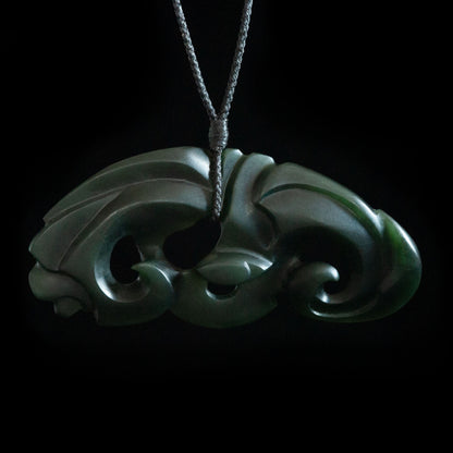 Large Freeform Jade Koru Flow by Nick Balme Pendant