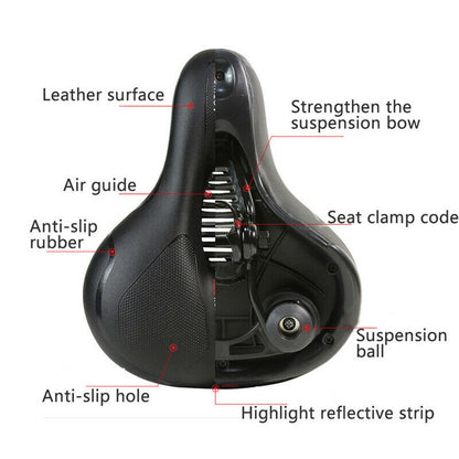 Big Wide Bum Bike Seat Bicycle Saddle Sporty Gel Cruiser Extra Comfort Soft Pad