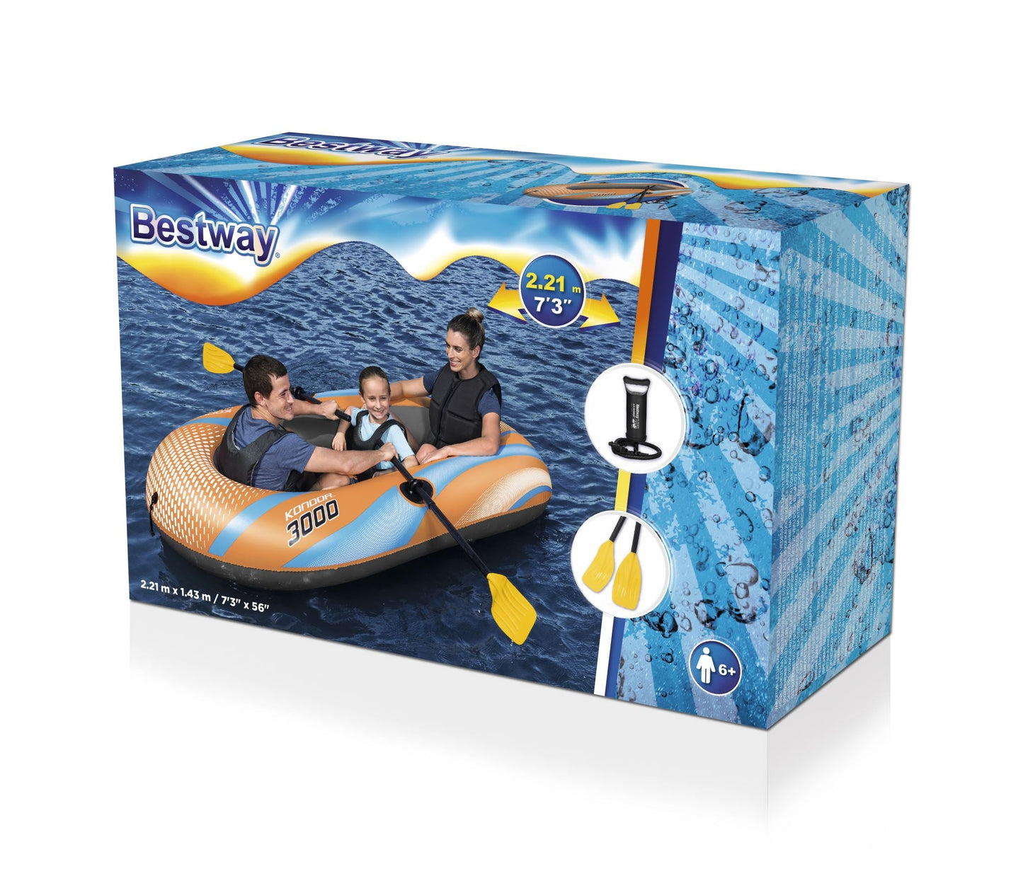2.12x1.22m Three Persons Inflatable Kayak with Oars, Pump, Repair Patch