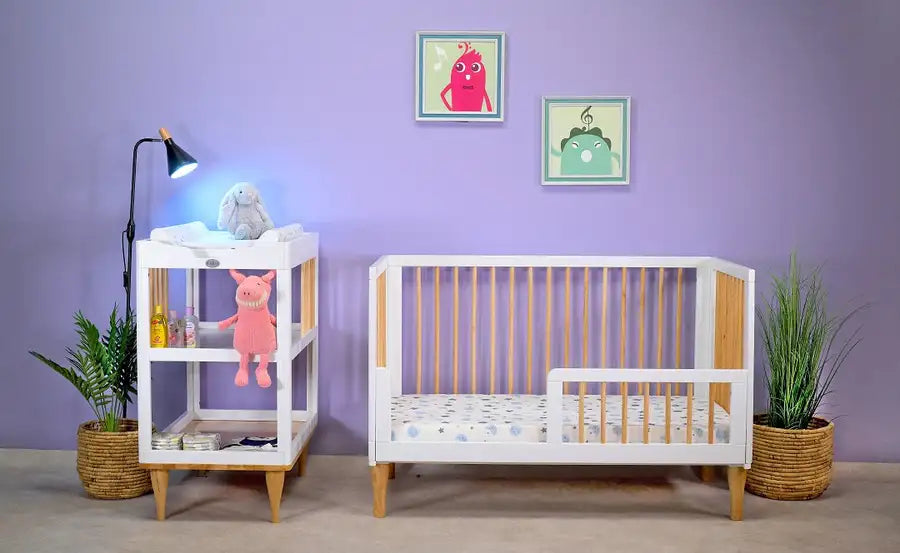 Kapai VEGA Wooden Drop Side Cot with Bed Guard - Babyonline
