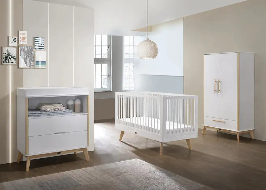 Kapai VESTA Drop Side Wooden Cot Baby - White - Babyonline