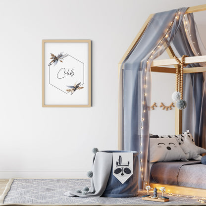 Wall Print |  Boho Feathers - Custom Name