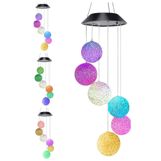 Hanging Wind Chimes Solar Powered LED Light Colour Changing Garden Outdoor Decor - salelink.co.nz