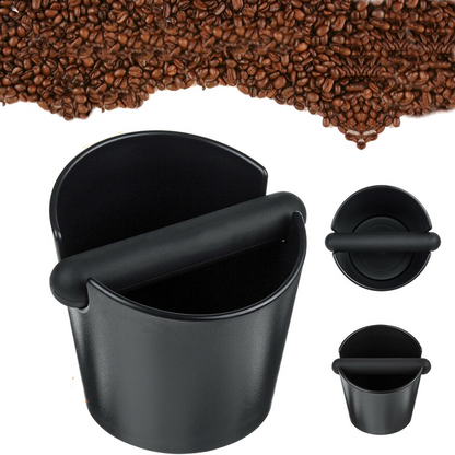 Coffee Waste Container Grinds Knock Box Tamper Tube Bin Black Bucket