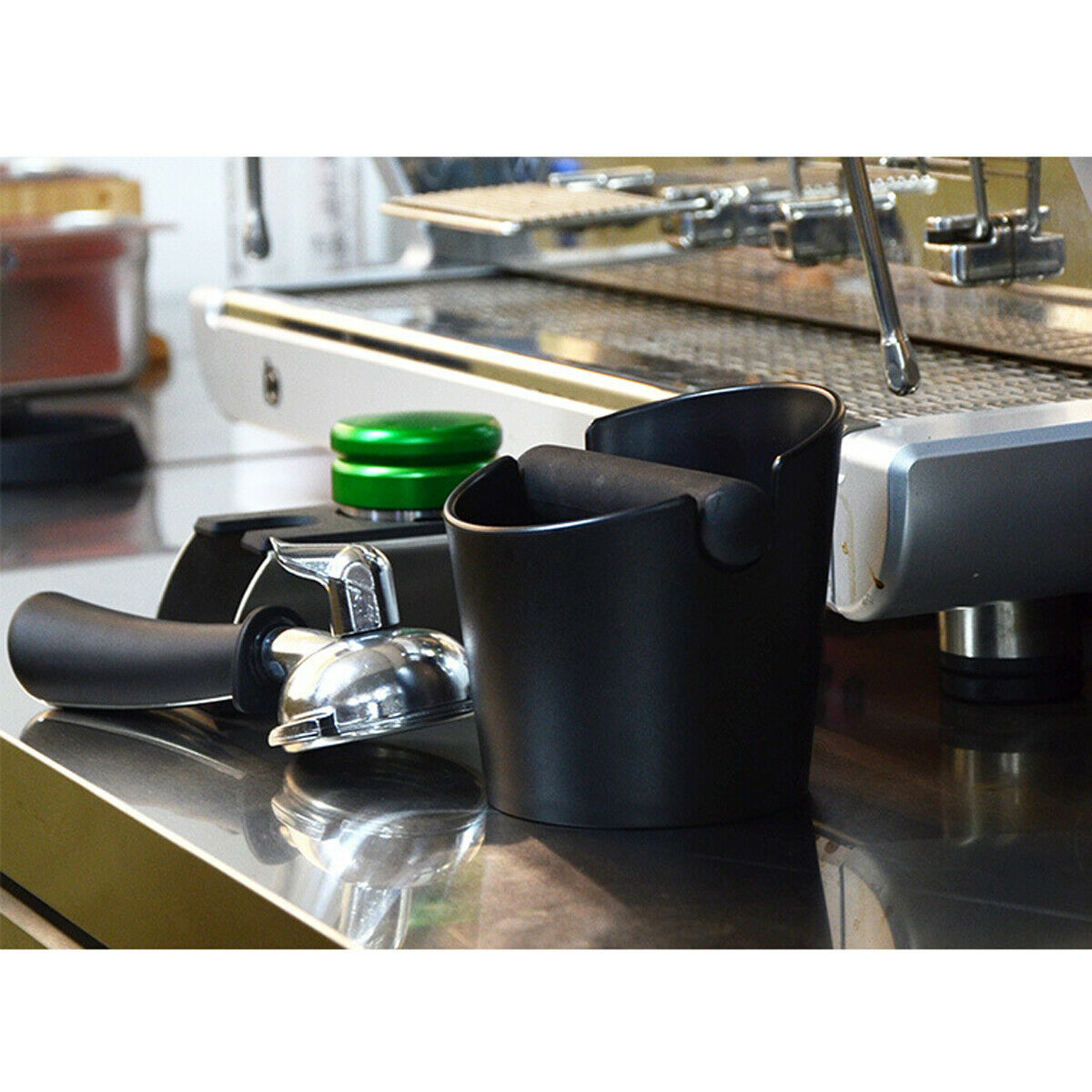 Coffee Waste Container Grinds Knock Box Tamper Tube Bin Black Bucket