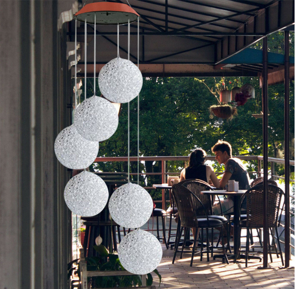 Hanging Wind Chimes Solar Powered LED Light Colour Changing Garden Outdoor Decor