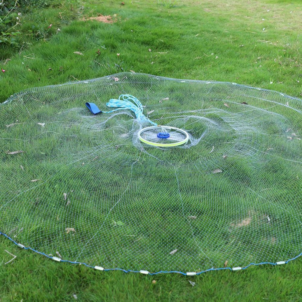 Fishing Net Quick Throw Mono Nylon Mesh Drawstring Chain Bottom Spread