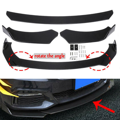 Universal Gloss Black Car Front Bumper Protector Lip Kit