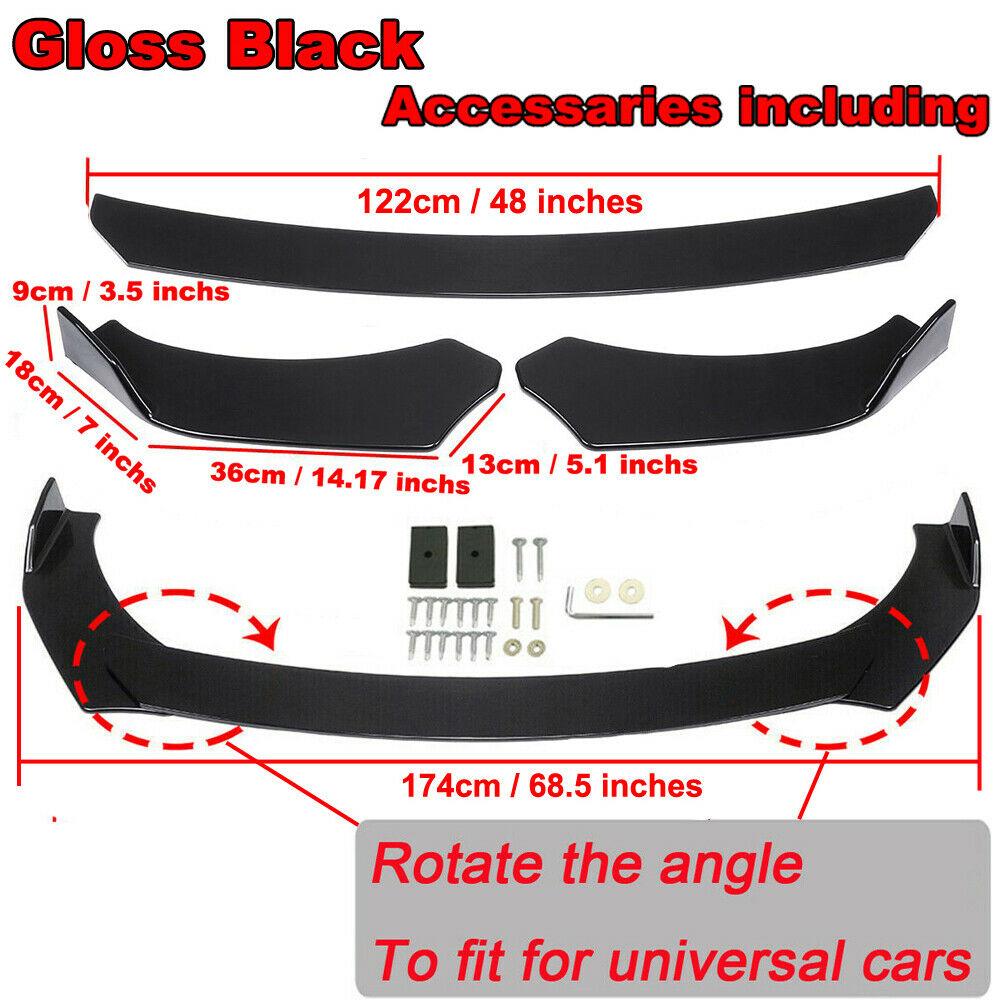 Universal Gloss Black Car Front Bumper Protector Lip Kit