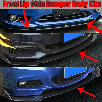Universal Gloss Black Car Front Bumper Protector Lip Kit
