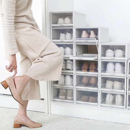 3X Push-pull Shoes Box Rack Foldable Shoe Organizer