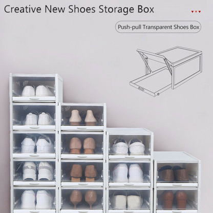 3X Push-pull Shoes Box Rack Foldable Shoe Organizer