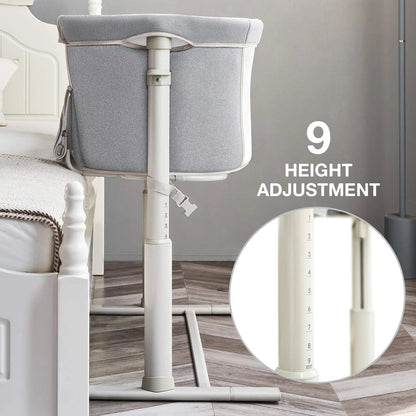 Light Grey Portable & Adjustable Baby Crib/ Baby Bassinet Bedside Sleeper