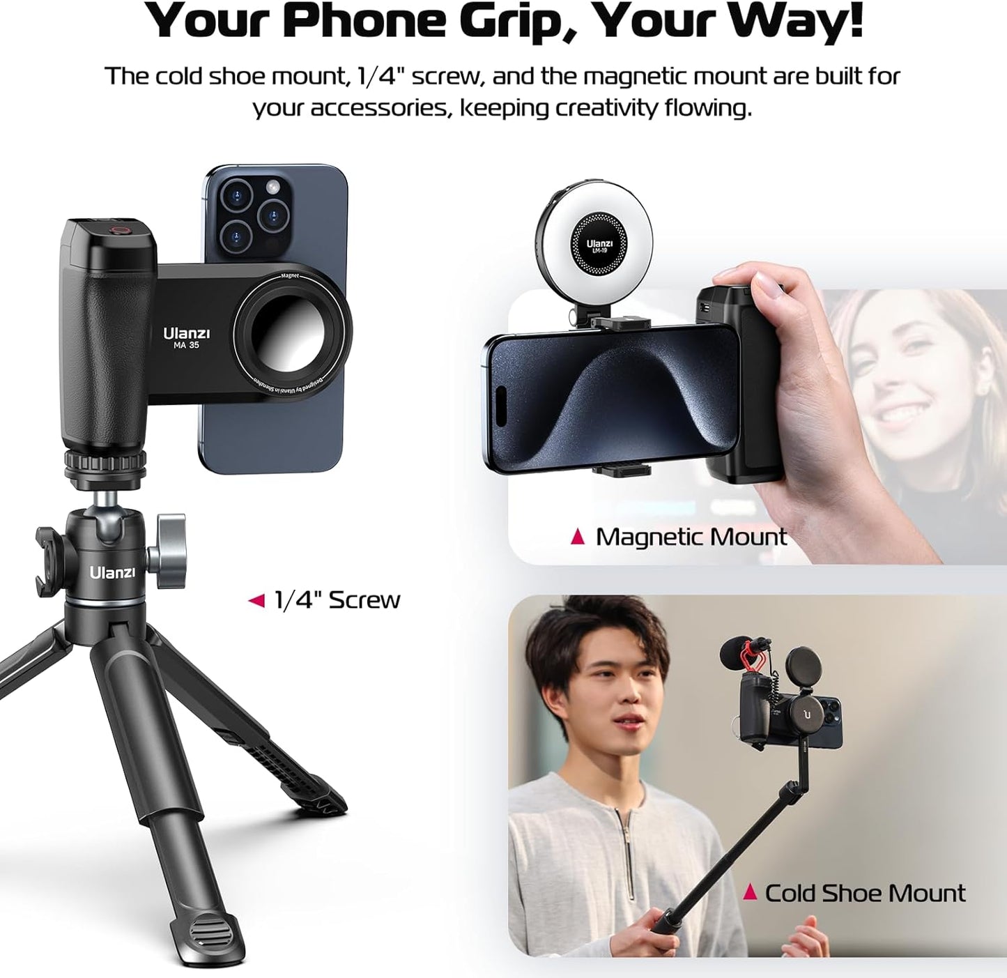 ULANZI Selfie Phone Tripod Mount