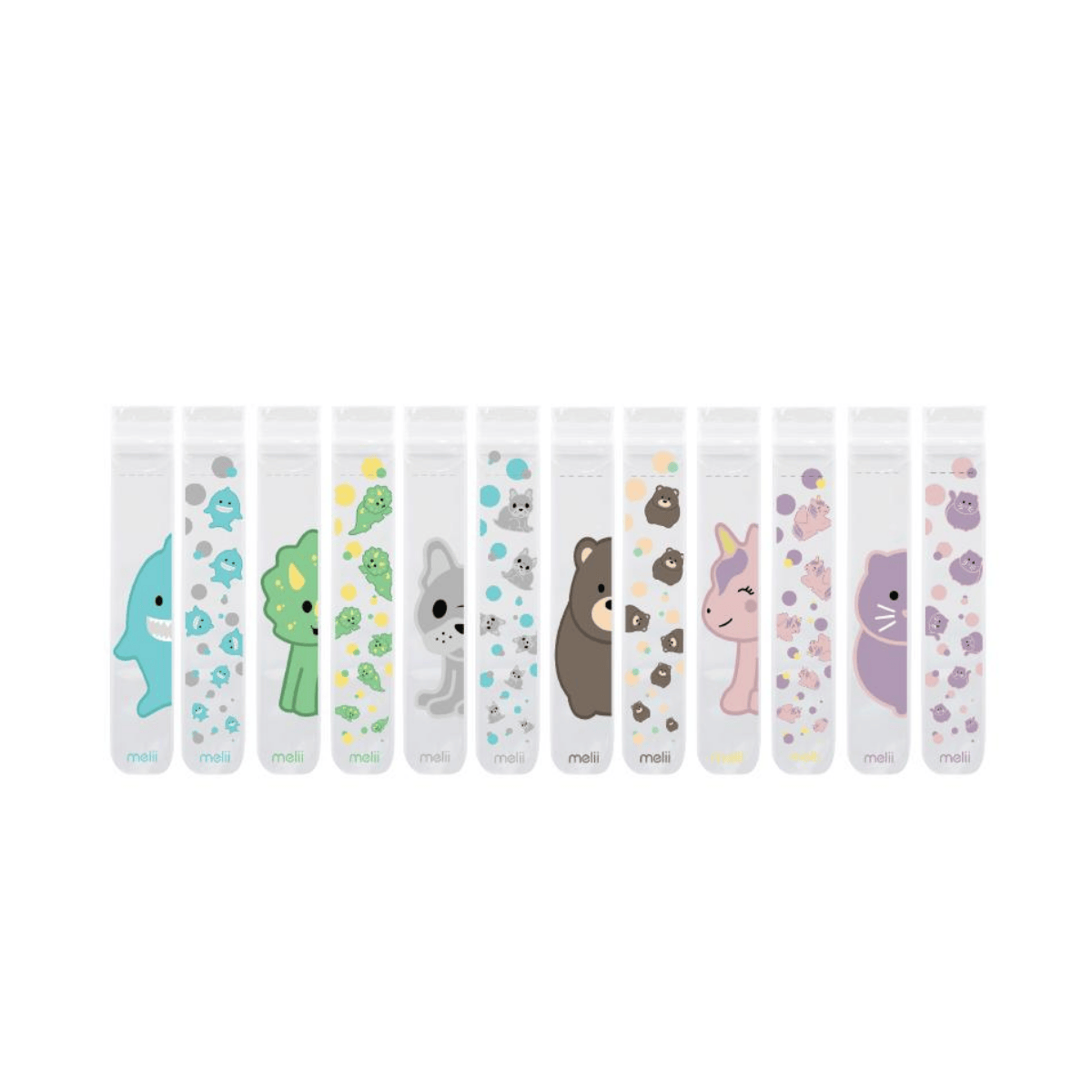 Set of Melii reusable DIY Freezies suitable for yogart and smoothies and fresh juice. 