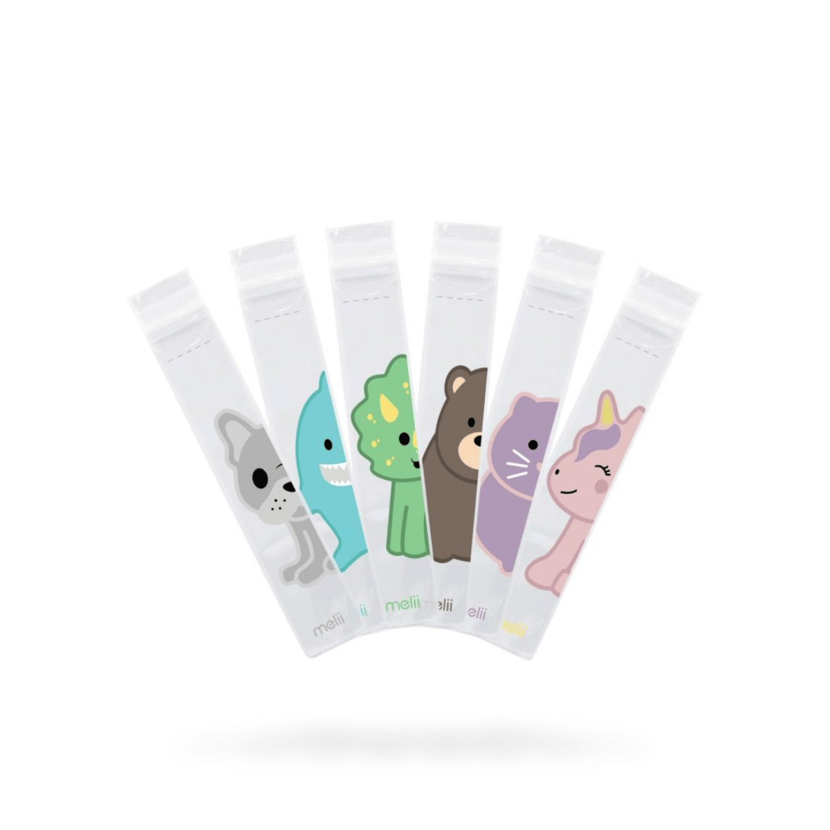 Set of Melii reusable DIY Freezies suitable for yogart and smoothies and fresh juice. 