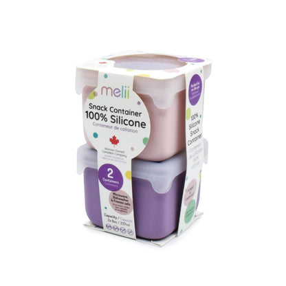 Meli snack containers in packaging on a white background