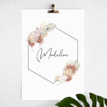 Wall Print |  Boho Bouquet - Custom Name