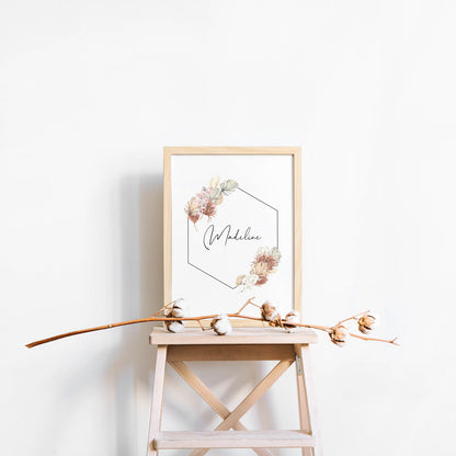 Wall Print |  Boho Bouquet - Custom Name