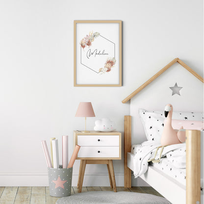 Wall Print |  Boho Bouquet - Custom Name