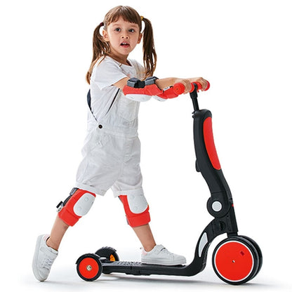 Birthday Gift Red Convertible 3-in-1 Balance Bike, Tricycle & Scooter  for Aged 1-3-6 Years Old
