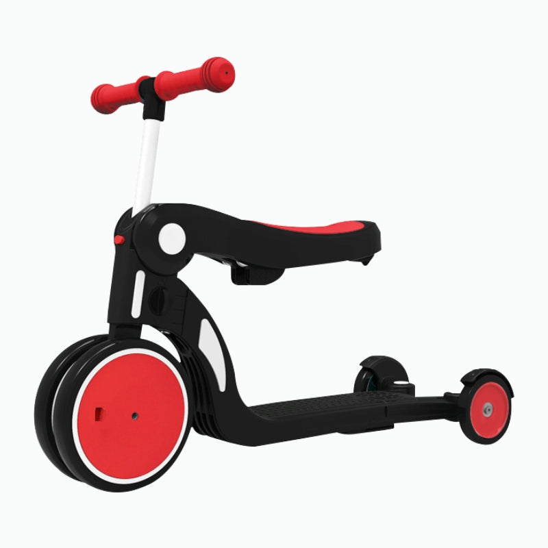 Birthday Gift Red Convertible 3-in-1 Balance Bike, Tricycle & Scooter  for Aged 1-3-6 Years Old