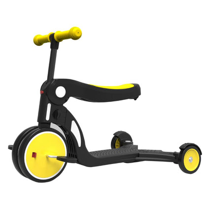 Birthday Gift Yellow Convertible 3-in-1 Balance Bike, Tricycle & Scooter for Aged 1-3-6 Years Old