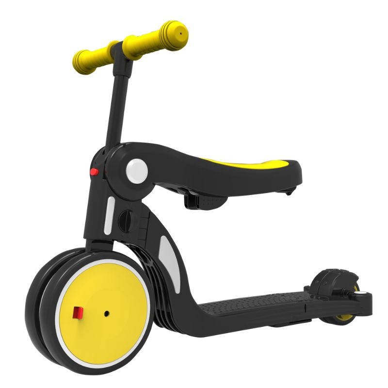 Birthday Gift Yellow Convertible 3-in-1 Balance Bike, Tricycle & Scooter for Aged 1-3-6 Years Old