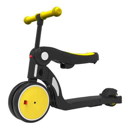 Birthday Gift Yellow Convertible 3-in-1 Balance Bike, Tricycle & Scooter for Aged 1-3-6 Years Old