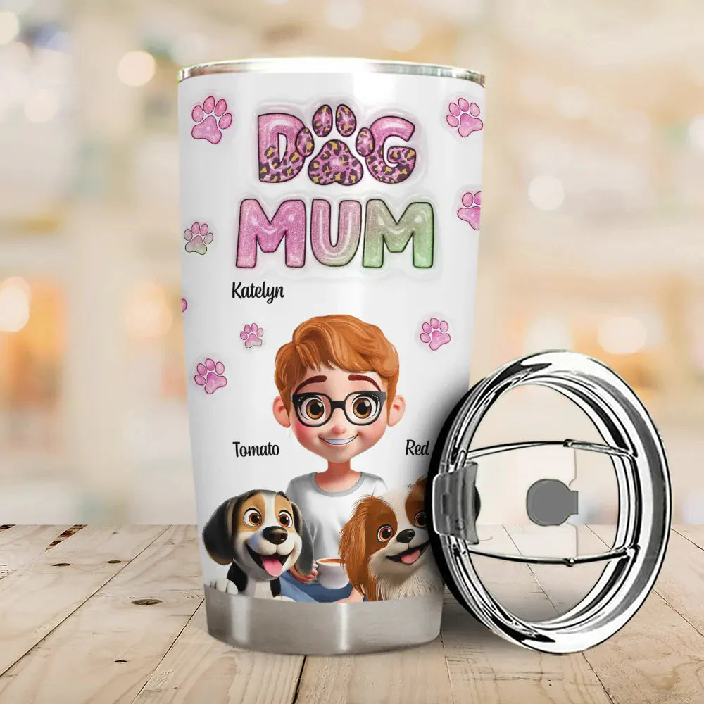 Dog Mom 3D Effect - Personalized Tumbler